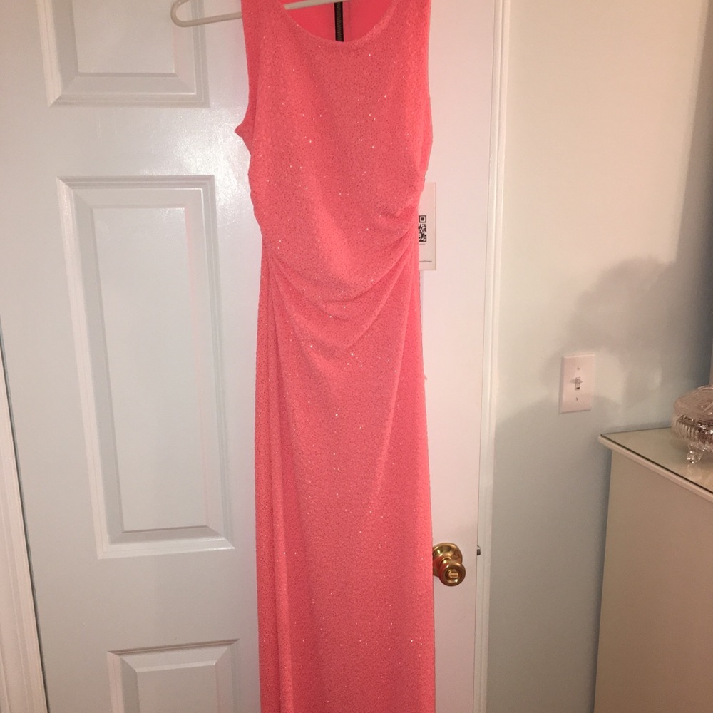 Bright peach evening dress